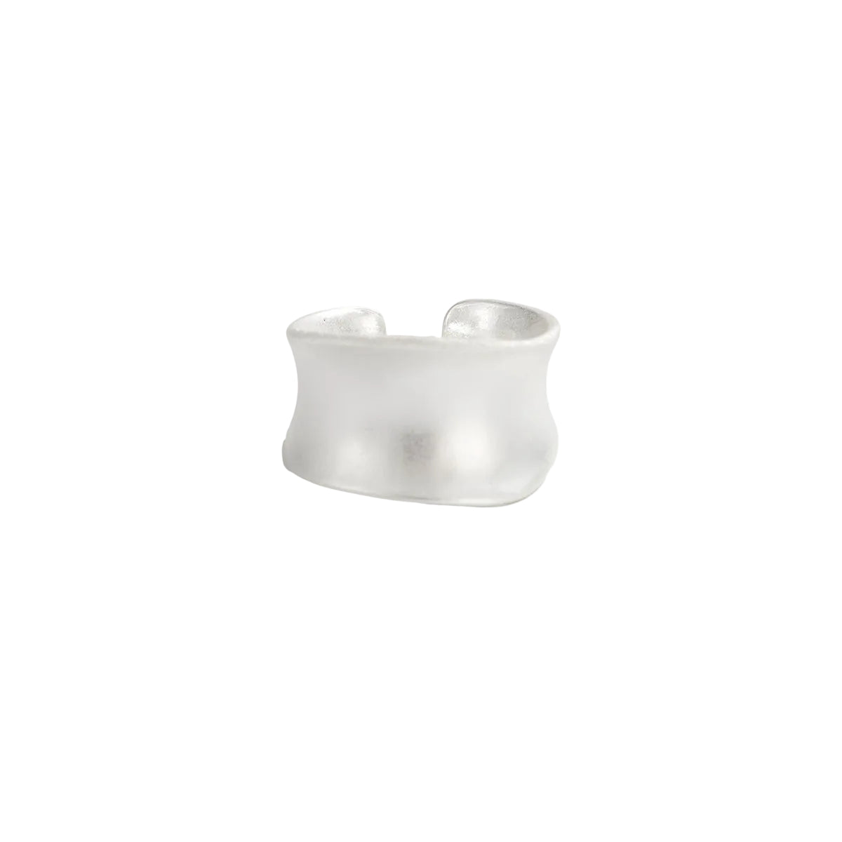 Silvertone Textured Curve Open Ring, vintage-inspired design, front view