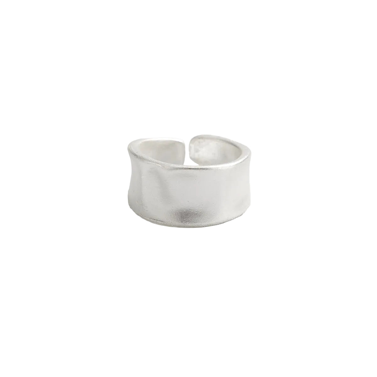 Silvertone Textured Sunken Open Ring, elegant gift for her, front view
