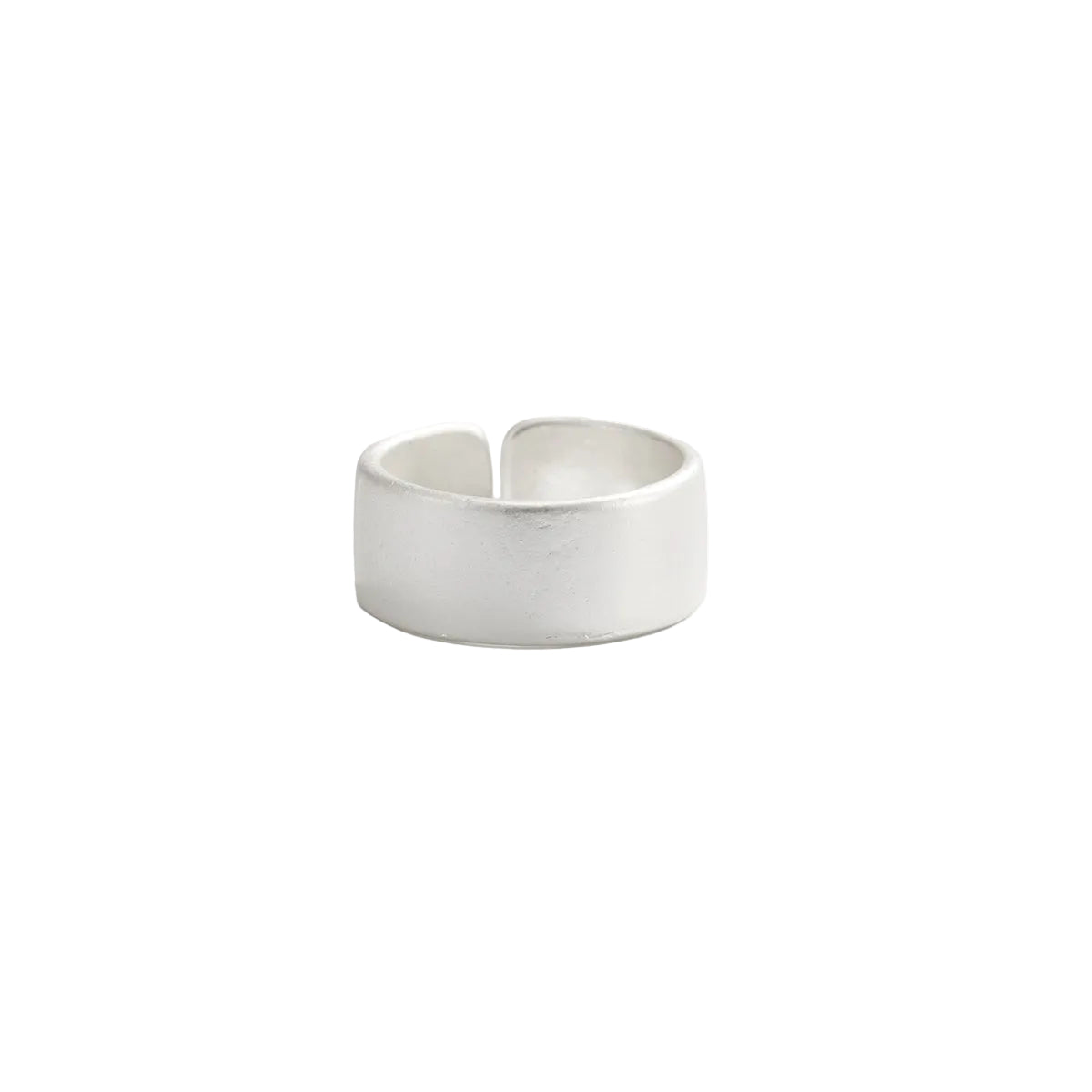 Silvertone Textured Open Ring, elegant gift for her, front view