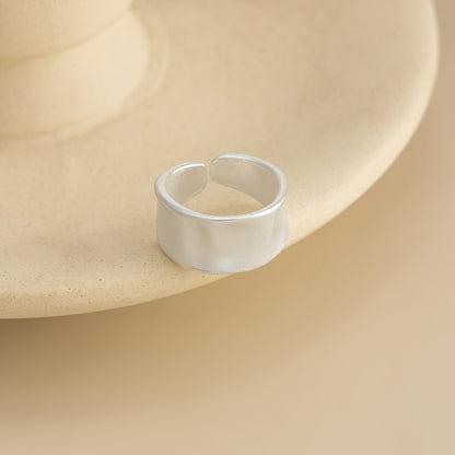 Silvertone Textured Sunken Open Ring, elegant gift for her, detail close-up