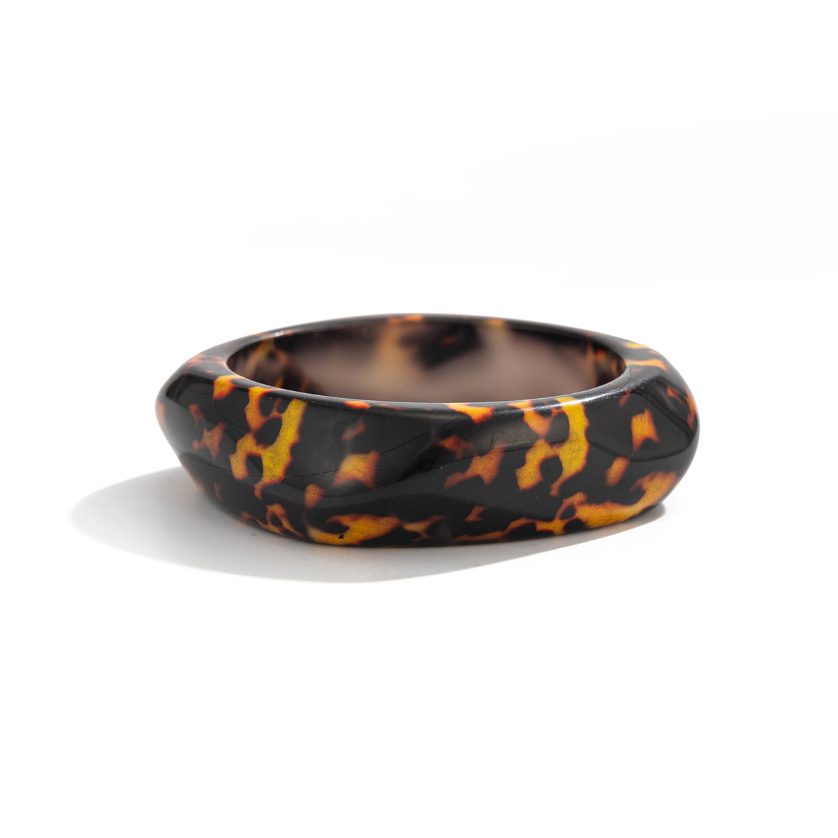 Amber Leopard Print Irregular Resin Bangle, bangle bracelet, elegant gift for her, front view