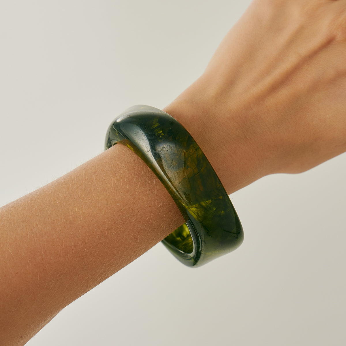 Green Resin Square Bangle, bangle bracelet, everyday style, styled look