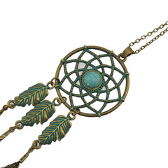 Turquoise & 18K Gold-Plated Peacock Feather Pendant Necklace