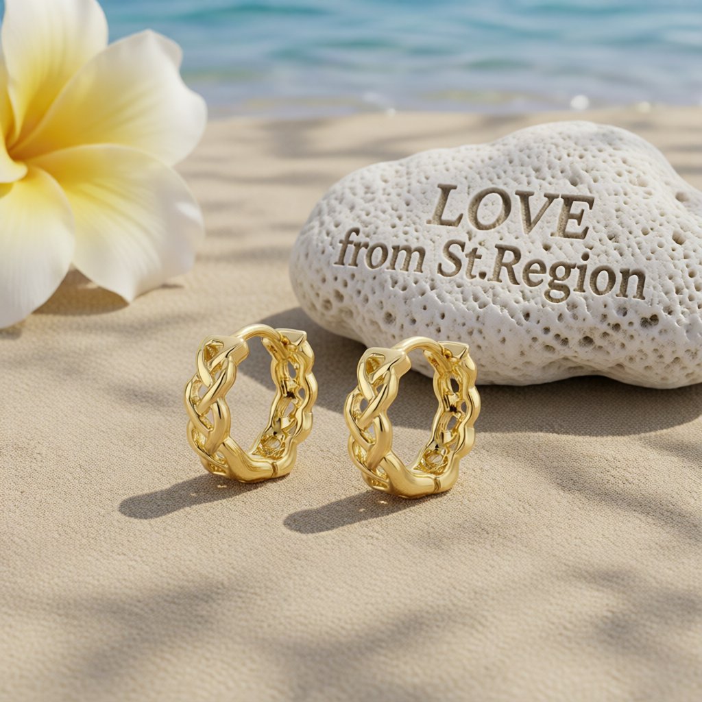 18K Gold-Plated Chain Huggie Earrings