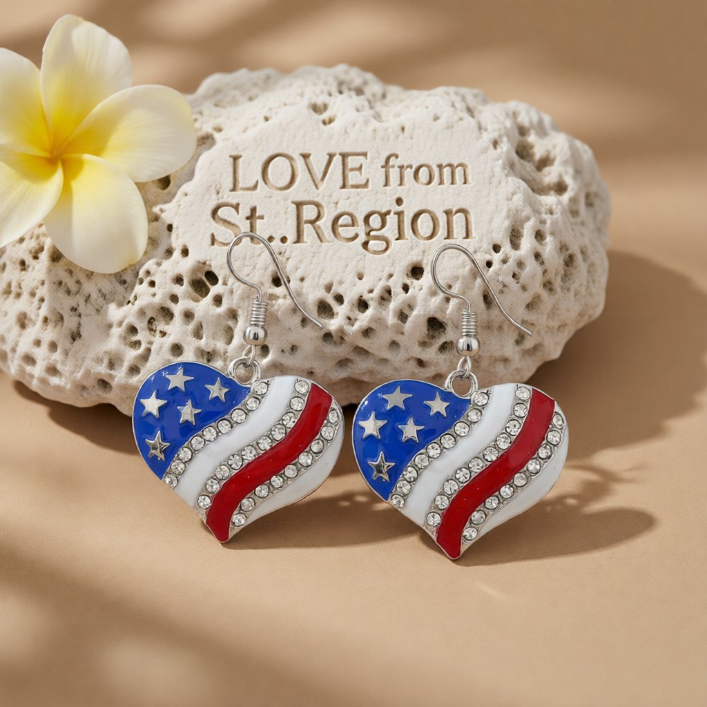 Cubic Zirconia and Silver-Plated Flag Heart Drop Earrings, silver drop earrings for women, everyday style, lifestyle look