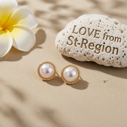 Pearl & 18K Gold-Plated Twine Round Stud Earrings