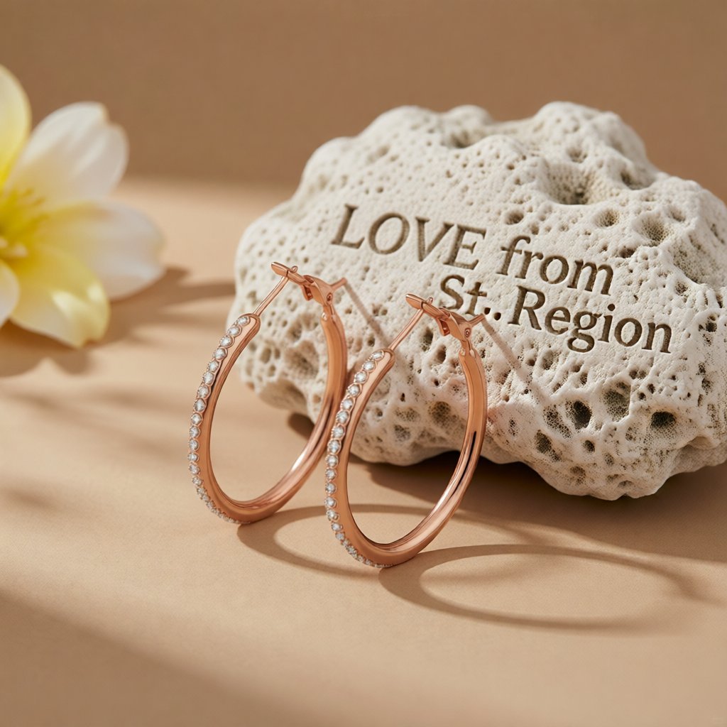 Cubic Zirconia and 18K Rose Gold-Plated Hoop Earrings, rose gold hoop earrings for women, lifestyle look