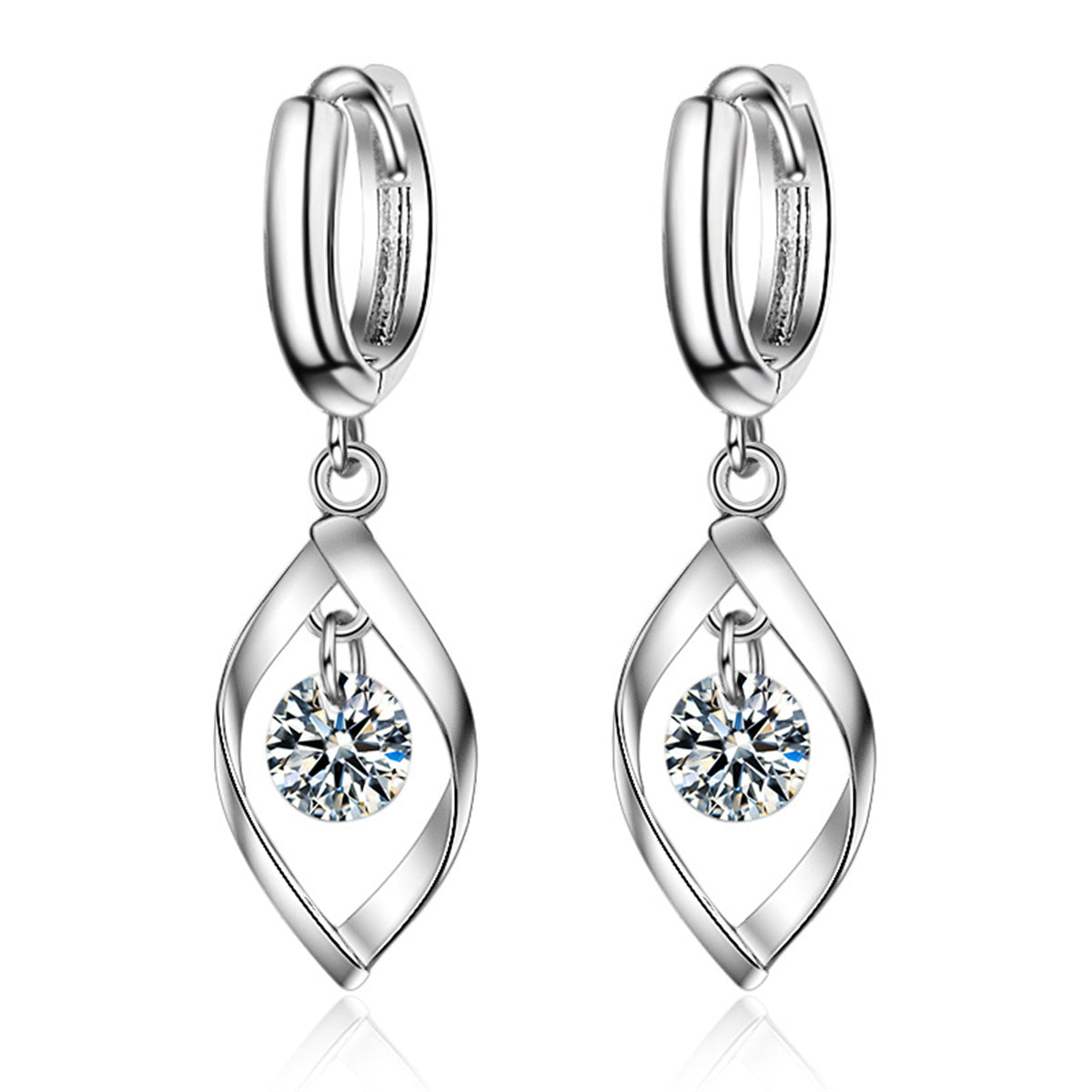 Crystal and Silver-Plated Twisted Drop Huggie Earrings, silver huggie earrings, vintage-inspired design, styled look