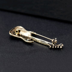 Black & Cubic Zirconia Guitar Brooch