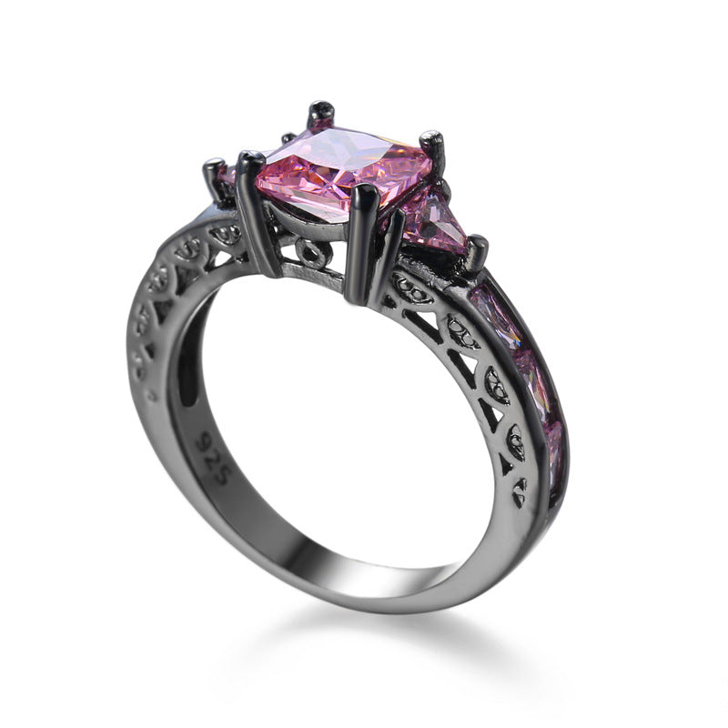 Pink Crystal & Rhodium Plated Prong-Set Ring