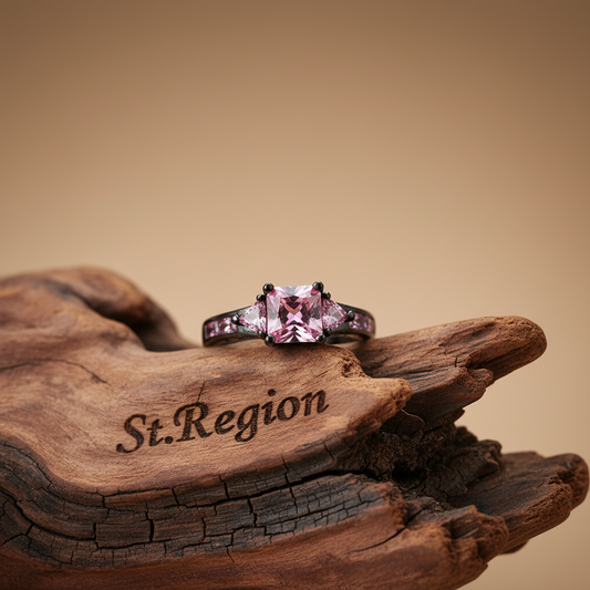 Pink Crystal & Rhodium Plated Prong-Set Ring - Street Region