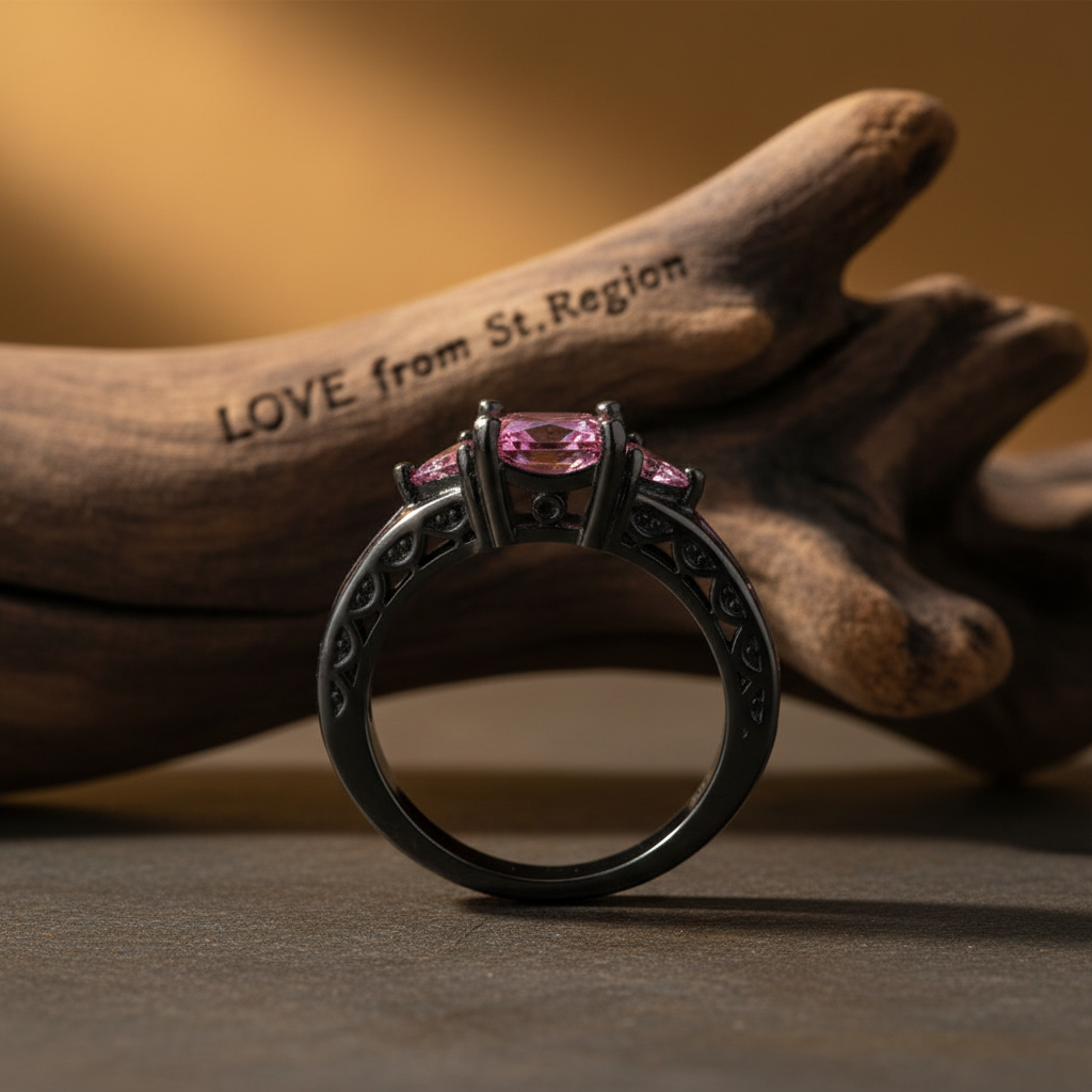 Pink Crystal & Rhodium Plated Prong-Set Ring - Street Region