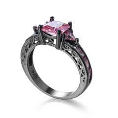 Pink Crystal & Rhodium Plated Prong-Set Ring