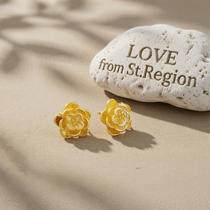 18K Gold-Plated Flower Stud Earrings, cubic zirconia stud earrings for women, everyday style, lifestyle look