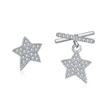 Cubic Zirconia & Silver-Plated Star Asymmetrical Stud Earrings