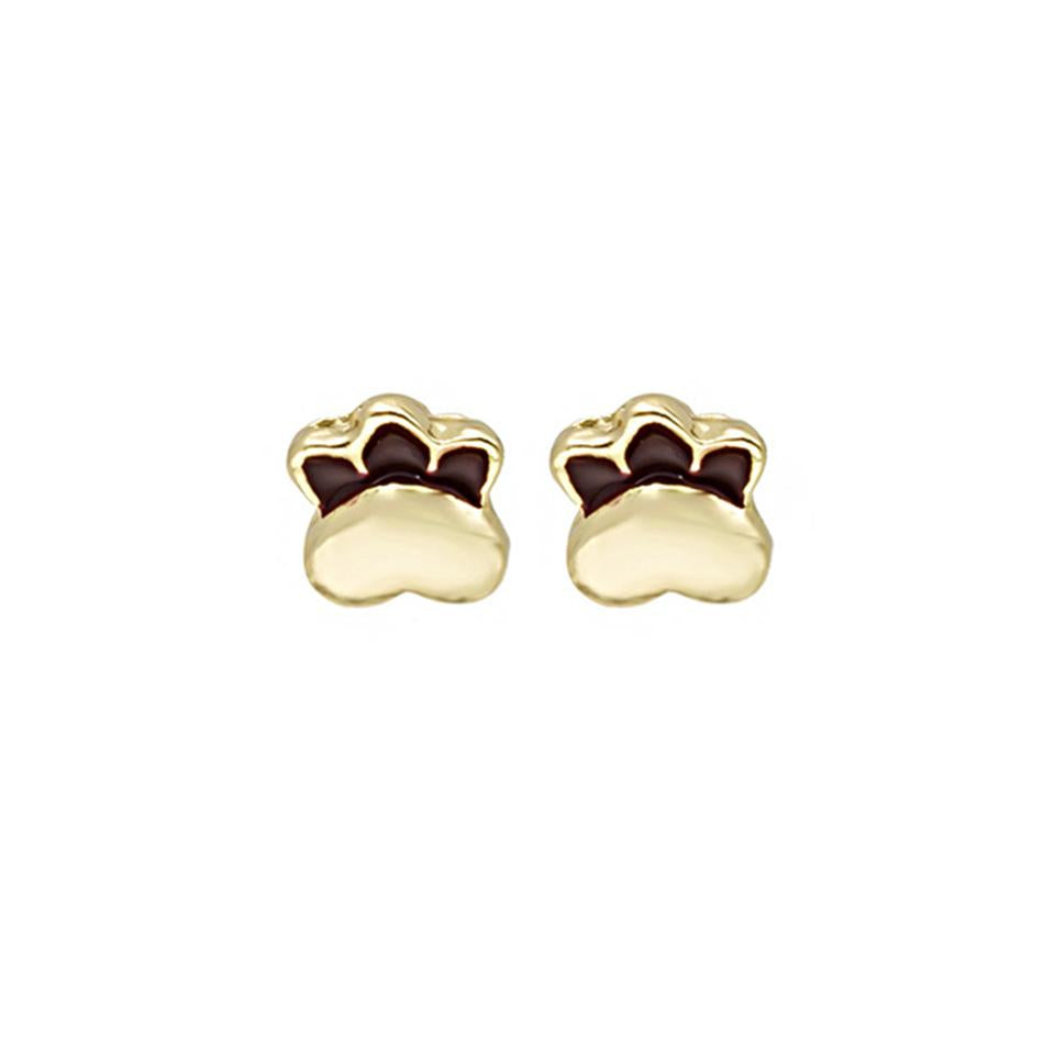 Black Enamel & 18K Gold-Plated Kitty Paw Stud Earrings