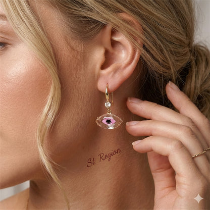 Pink Crystal & Cubic Zirconia Goldtone Eye Hook Earrings - Street Region
