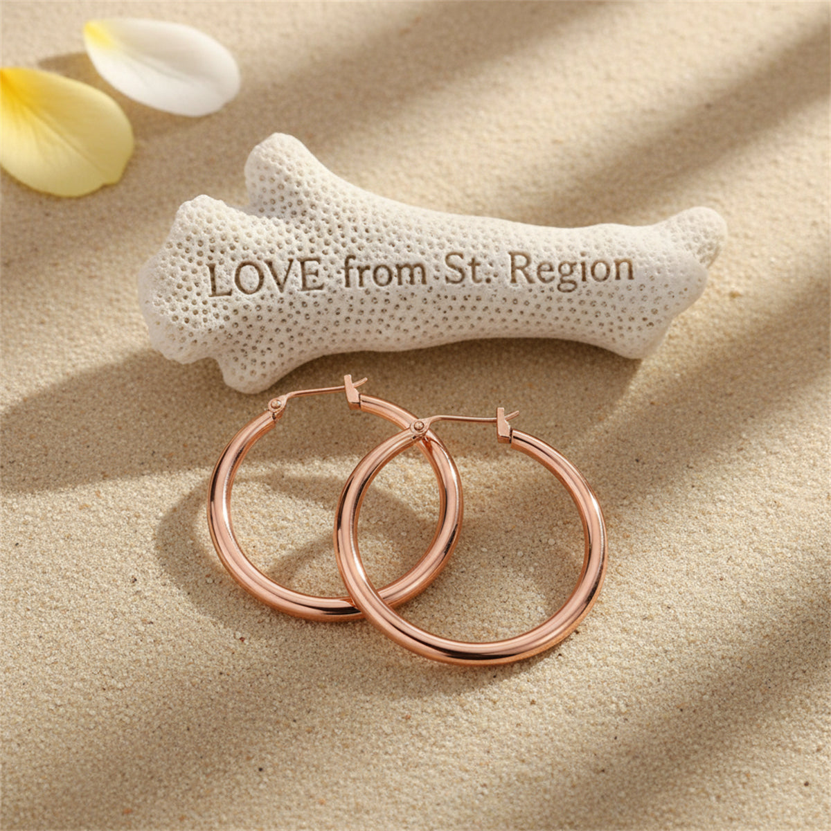 18K Rose Gold-Plated Polished Barrel Hoop Earrings