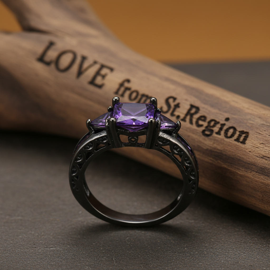 Navy Crystal & Rhodium Plated Prong-Set Ring - Street Region