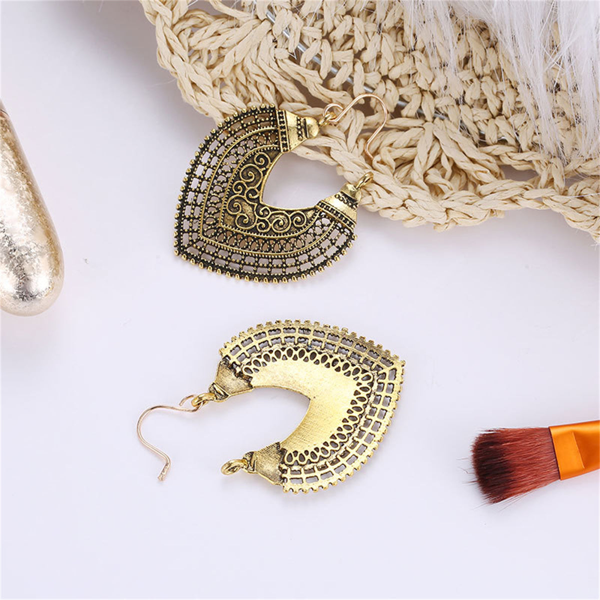 18K Gold-Plated Openwork Heart Huggie Earrings