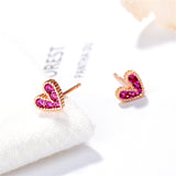 Pink Cubic Zirconia & 18k Gold-Plated Heart Stud Earrings