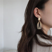 18k Gold-Plated Stacked Open Oval Drop Earrings