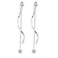 Crystal & Silver-Plated Twisted Tassel Drop Earrings