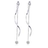 Crystal & Silver-Plated Twisted Tassel Drop Earrings
