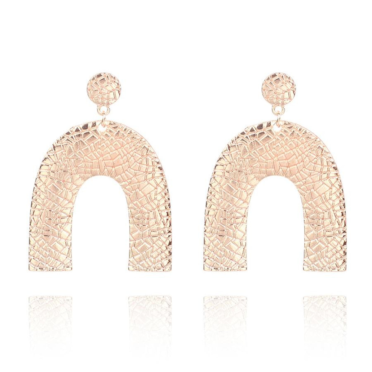 18K Rose Gold-Plated Pebbled Arc Drop Earrings