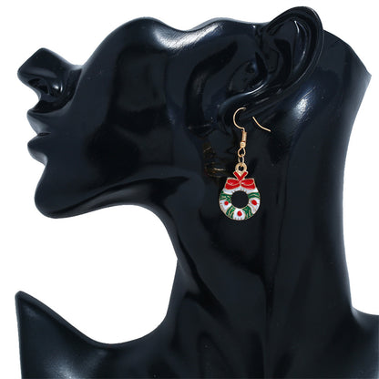 White and Red Enamel 18K Gold-Plated Bow Wreath Drop Earrings, gold drop earrings for women, lifestyle look