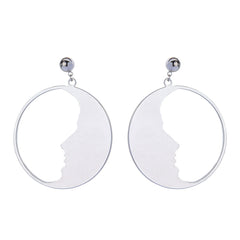 Silver-Plated Open Face Drop Earrings