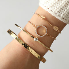 Cubic Zirconia & 18K Gold-Plated Arrow Cuff & Bracelet Set
