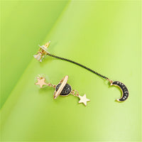 Cubic Zirconia & 18k Gold-Plated Star & Moon Drop Earrings