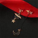 Cubic Zirconia & 18k Gold-Plated Star & Moon Drop Earrings