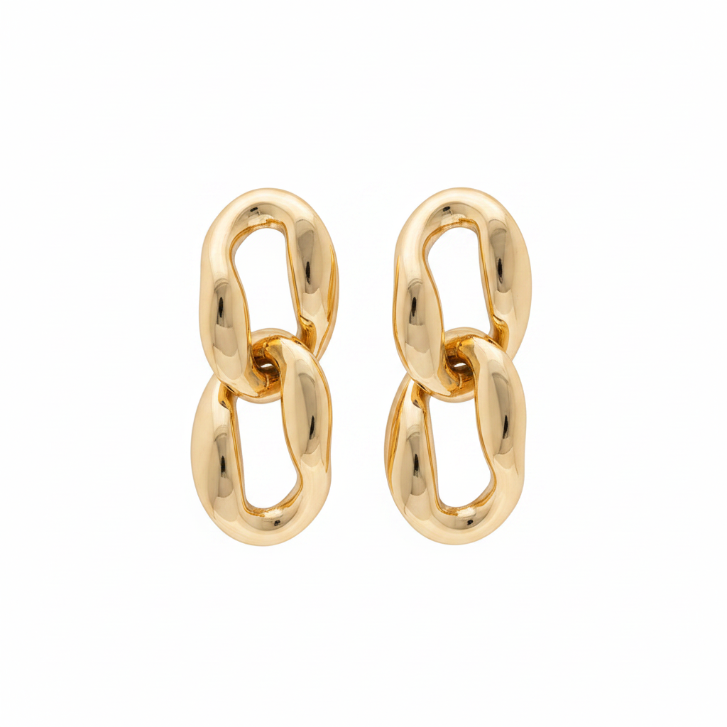 18K Gold-Plated Chain Drop Earrings - Street Region