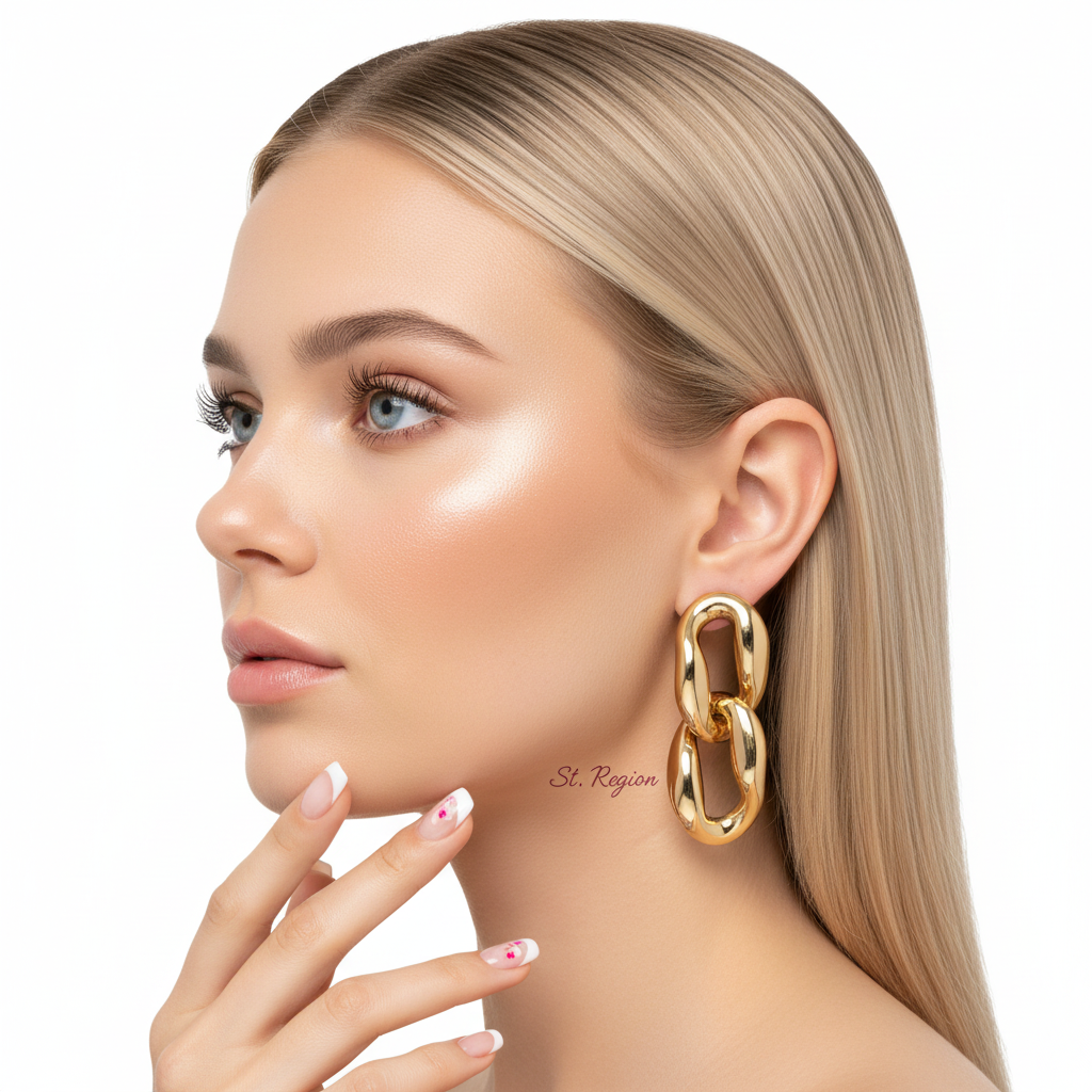 18K Gold-Plated Chain Drop Earrings - Street Region