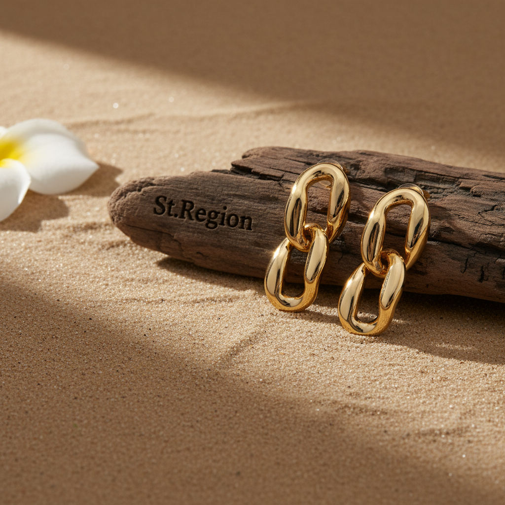18K Gold-Plated Chain Drop Earrings - Street Region
