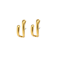 Elegant 18K gold-plated curved open stud earrings, showcasing a unique and stylish design for any occasion.
