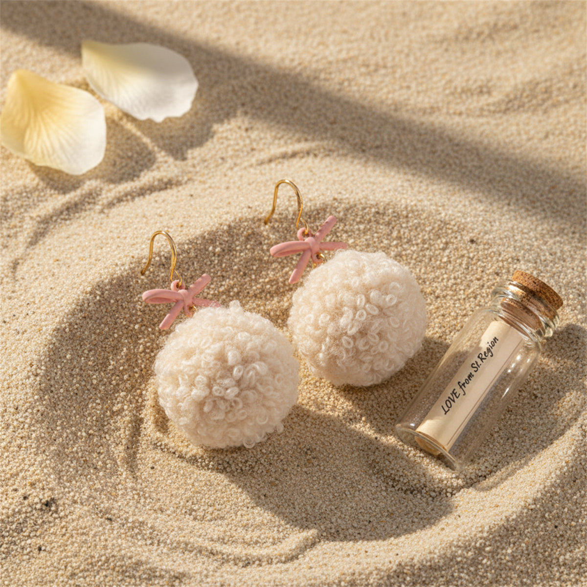 18K Gold-Plated & Pink Pompom Bow Ball Drop Earrings - Street Region