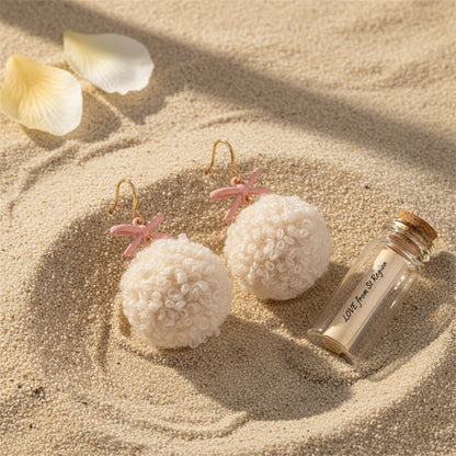 18K Gold-Plated & Pink Pompom Bow Ball Drop Earrings - Street Region