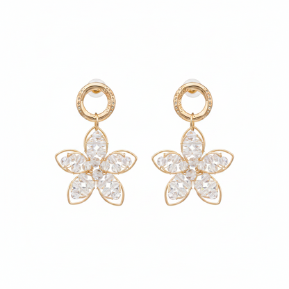 18K Gold-Plated Beaded Floral Drop Earrings - Street Region
