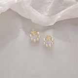 Pearl & 18k Gold-Plated Lotus Wreath Stud Earrings