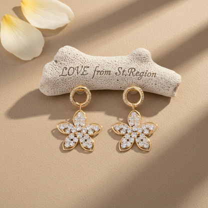 18K Gold-Plated Beaded Floral Drop Earrings - Street Region