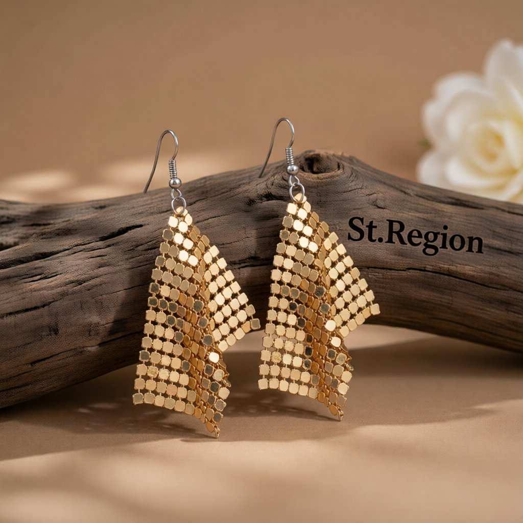 18K Gold-Plated Matt Drop Earrings, gold drop earrings for women, dainty minimalist design, front view