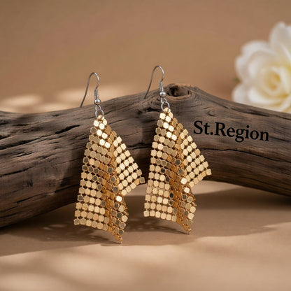 18K Gold-Plated Matt Drop Earrings, gold drop earrings for women, dainty minimalist design, front view