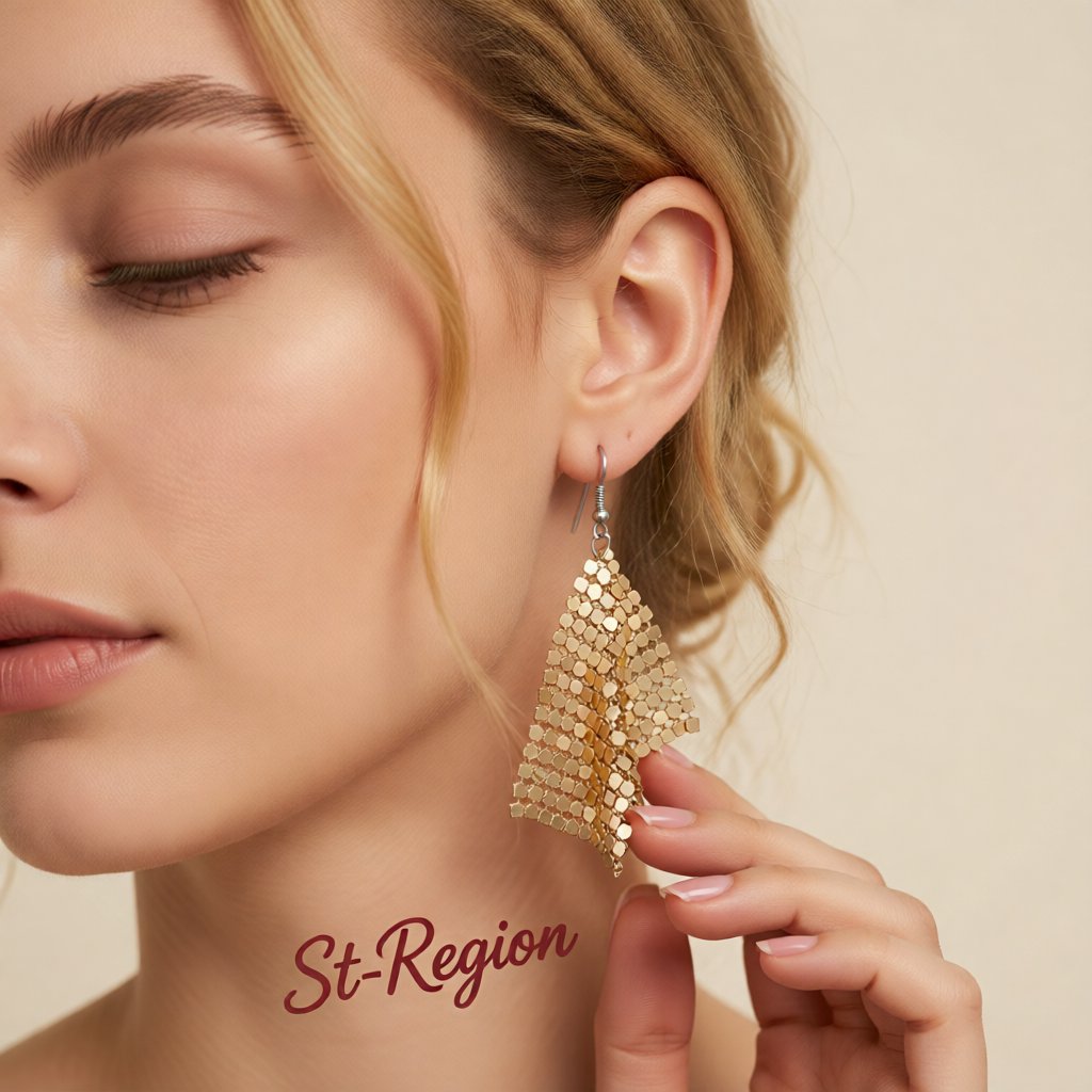 18K Gold-Plated Matt Drop Earrings, gold drop earrings for women, dainty minimalist design, styled look