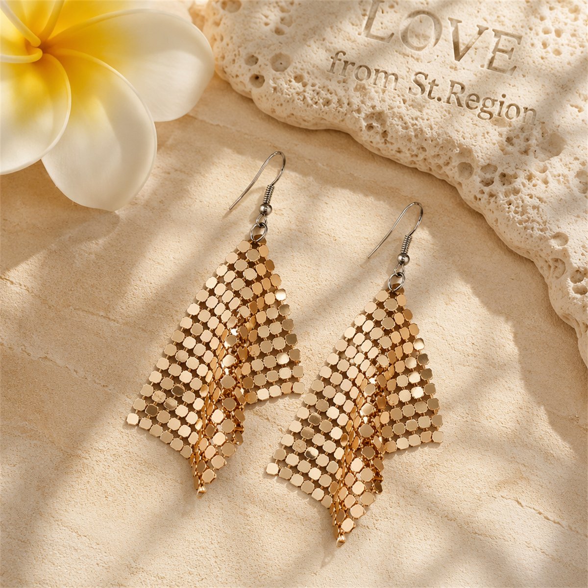18K Gold-Plated Matt Drop Earrings, gold drop earrings for women, dainty minimalist design, lifestyle look