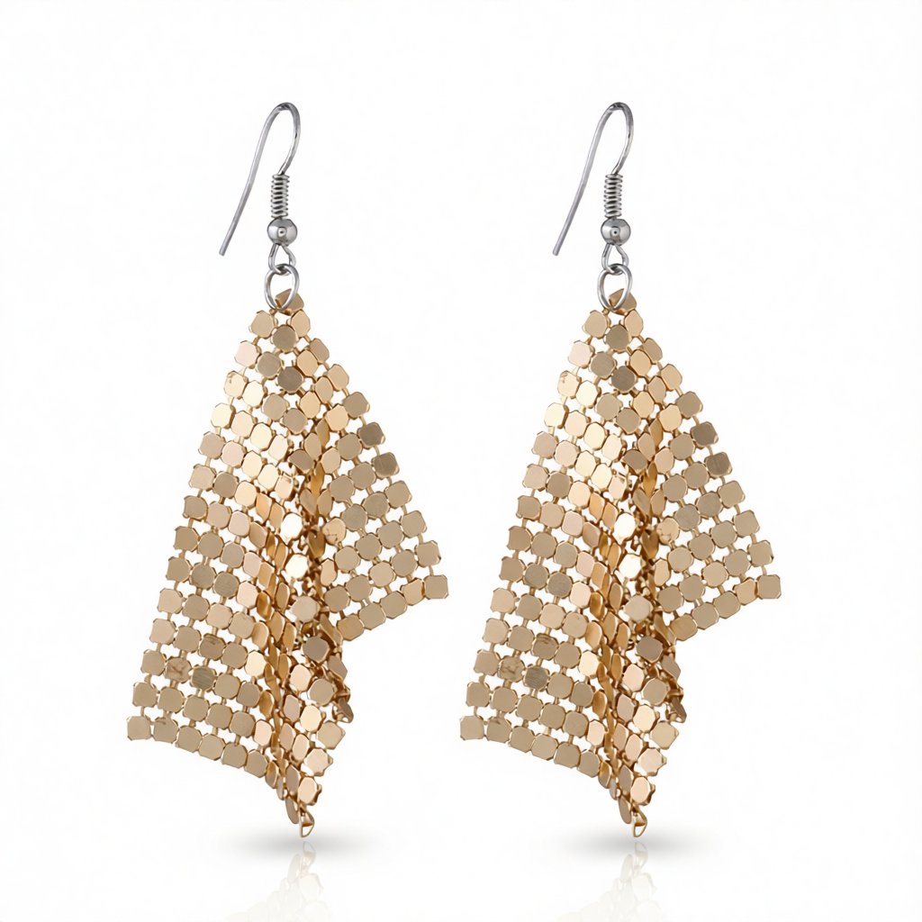 18K Gold-Plated Matt Drop Earrings, gold drop earrings for women, dainty minimalist design, side view