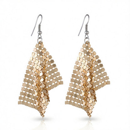 18K Gold-Plated Matt Drop Earrings, gold drop earrings for women, dainty minimalist design, side view