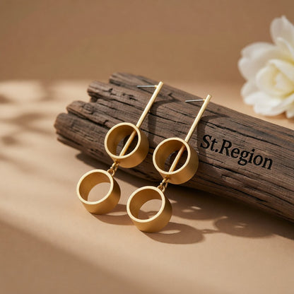 18K Gold-Plated Link Drop Earrings, gold drop earrings for women, elegant gift for her, front view